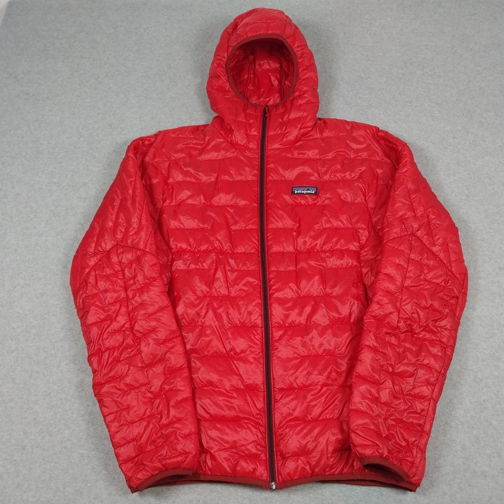 Patagonia Jacket Mens Medium Fire Red Micro Puff Hoody 84030 Insulated Puffer
